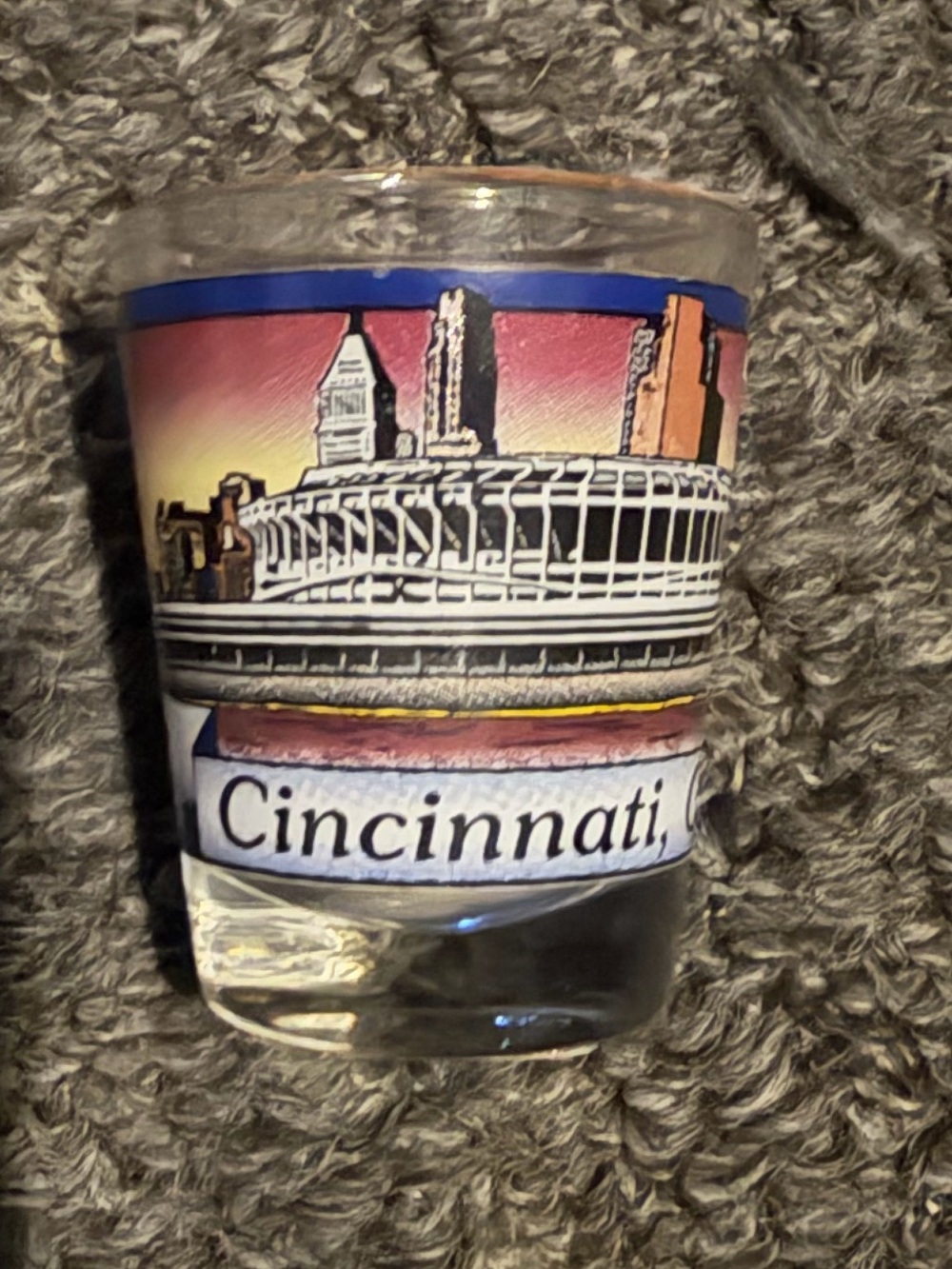 Cincinnati Ohio ballpark skyline shot glass